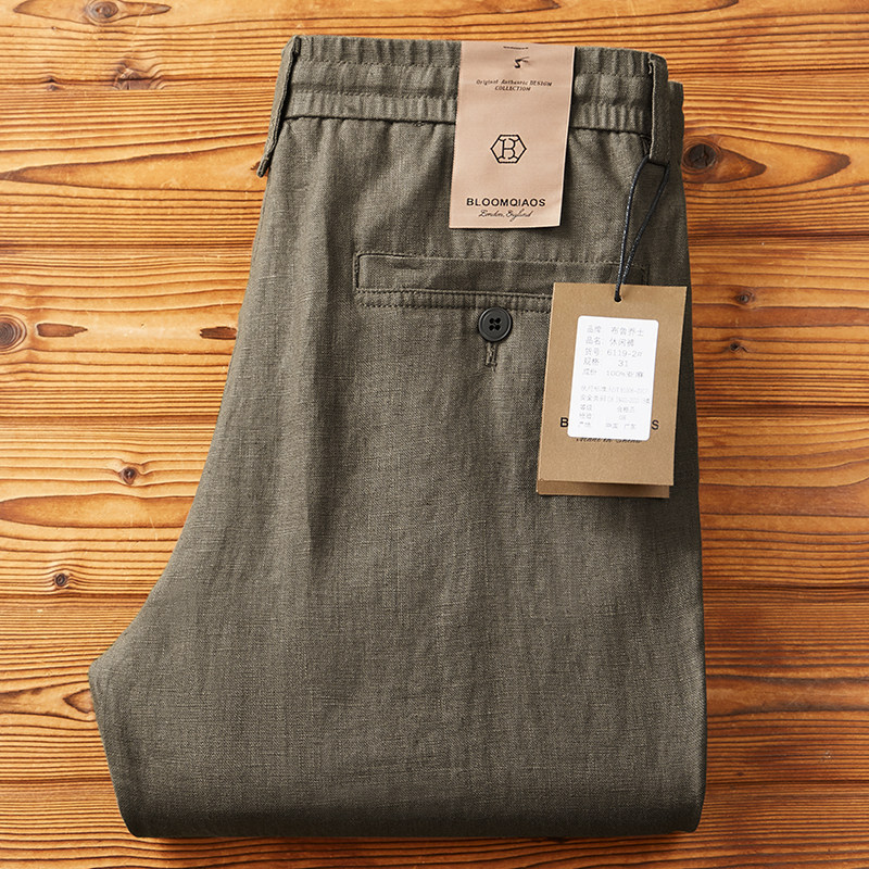 Men's Linen Elastic-Waist Drawstring Pants photo 2