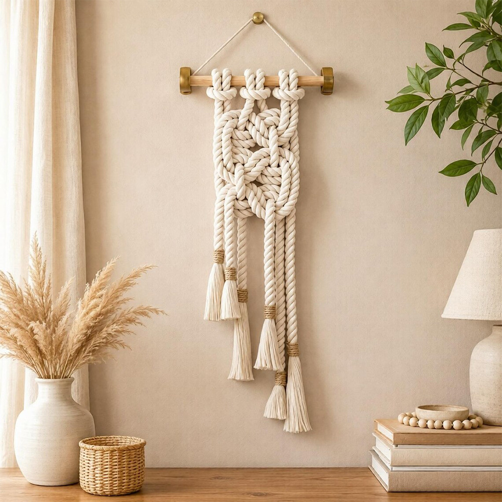Handwoven Cotton Rope Tapestry Nordic Style photo 1