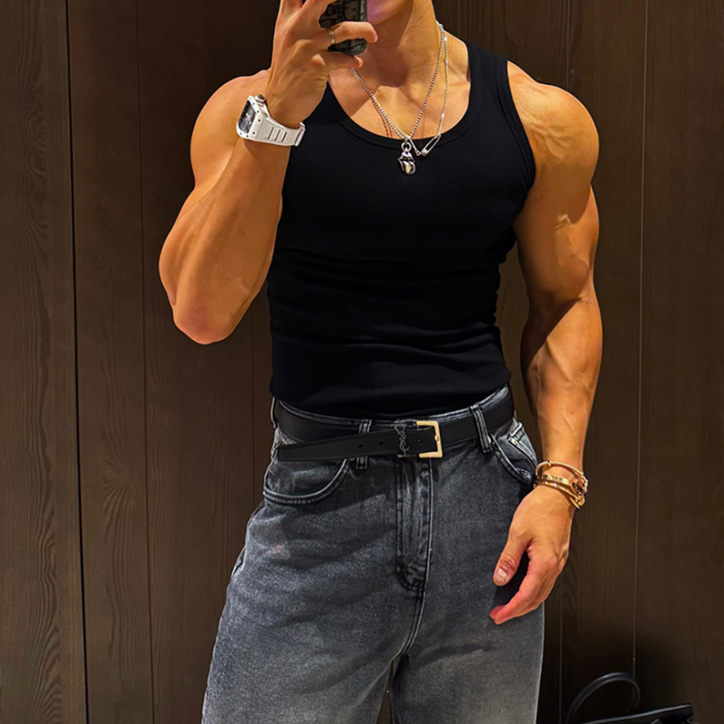Sleeveless T-shirt Show Muscle American Sweat-absorbent Waistcoat photo 4