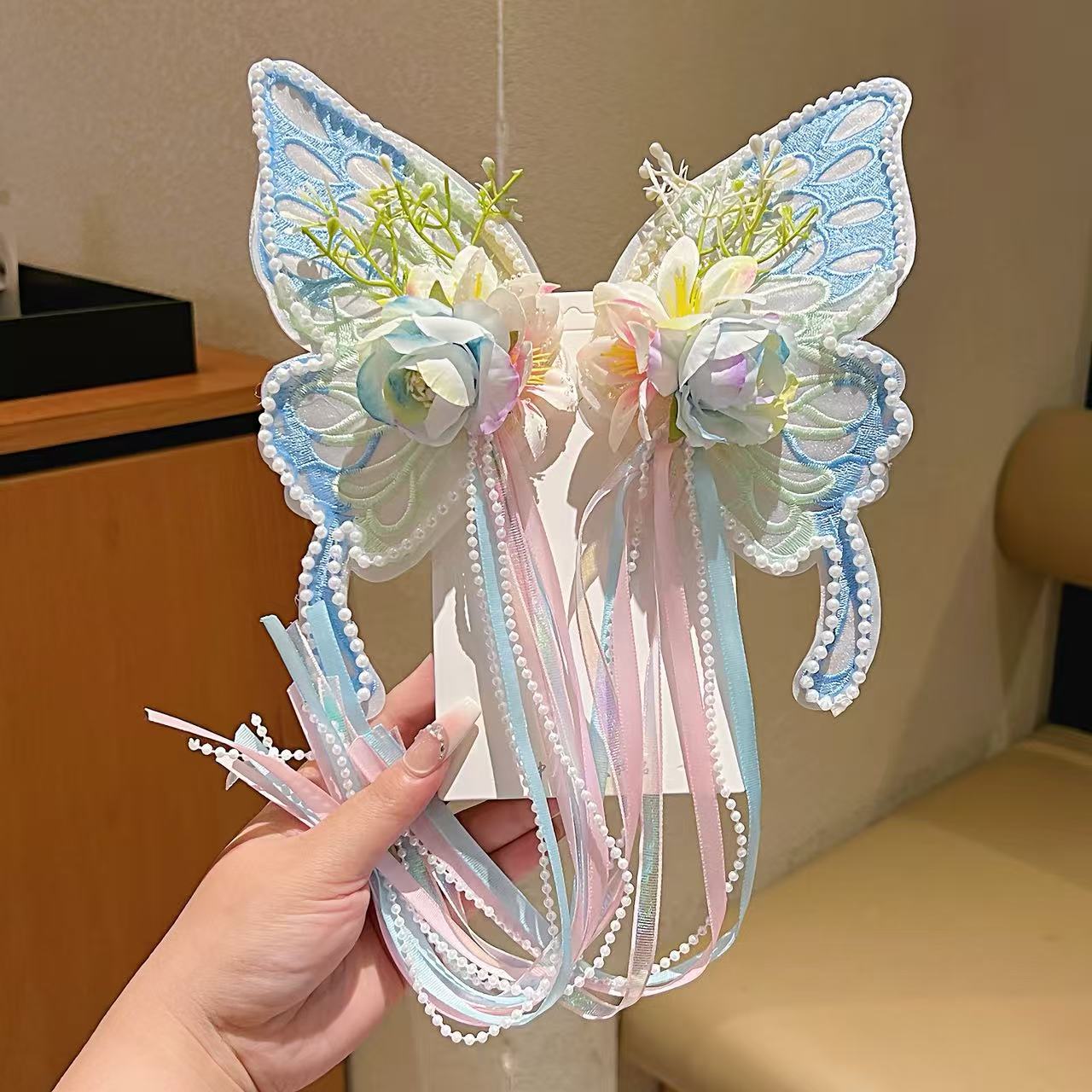 Large Butterfly Hair Clip Silk Flower Side photo 6