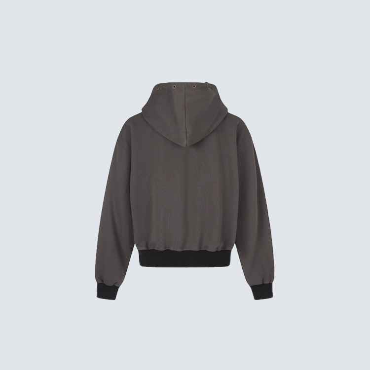 Hooded Cardigan Short-length Zip-up Sweatshirt With Star Embroidery photo 5