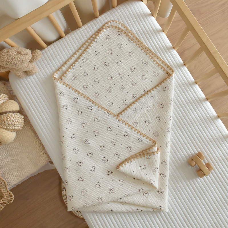 Baby Pure Cotton Three-layer Gauze Swaddle Blanket Bath Towel photo 6