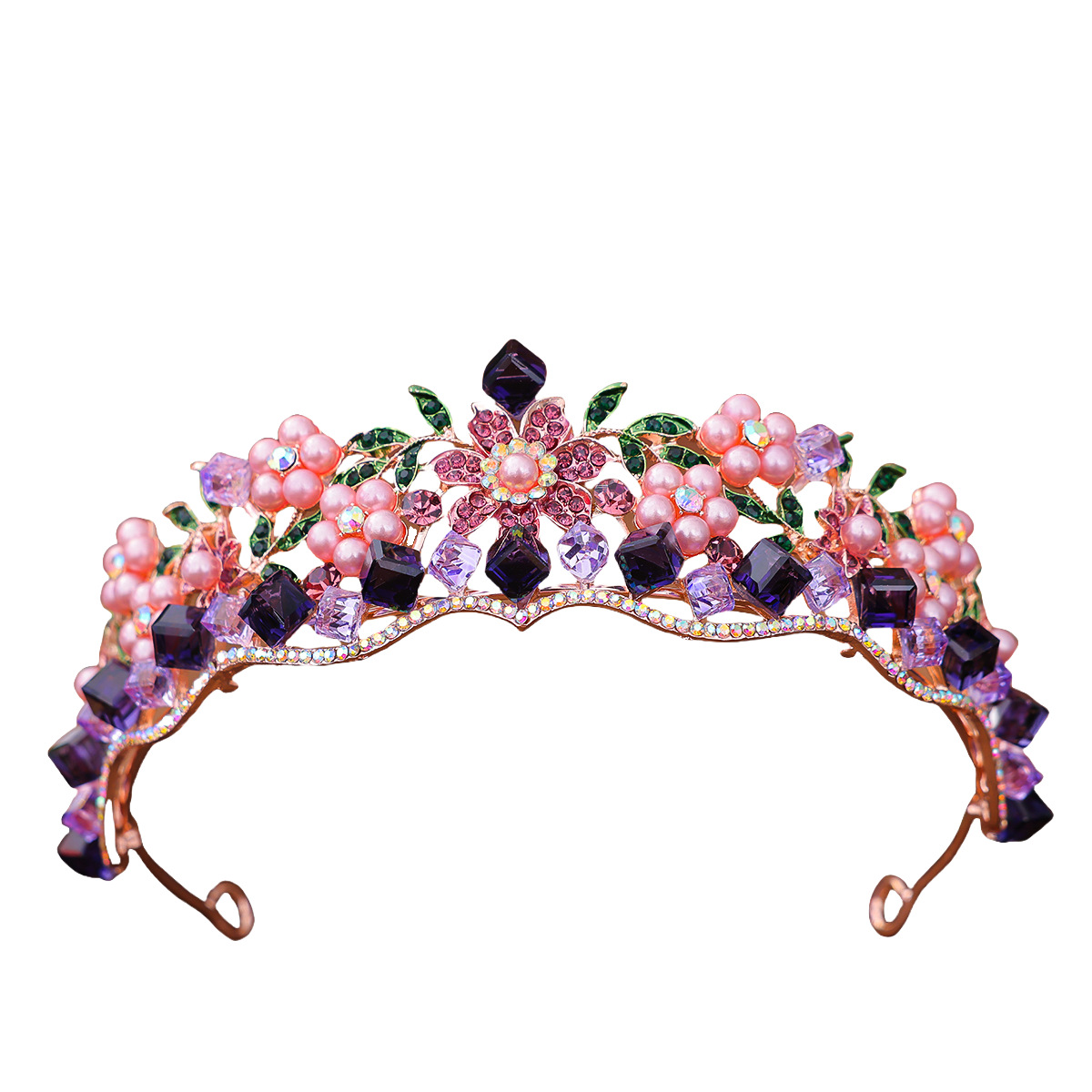 Women's Retro Purple Crystal Princess Crown Headdress photo 6