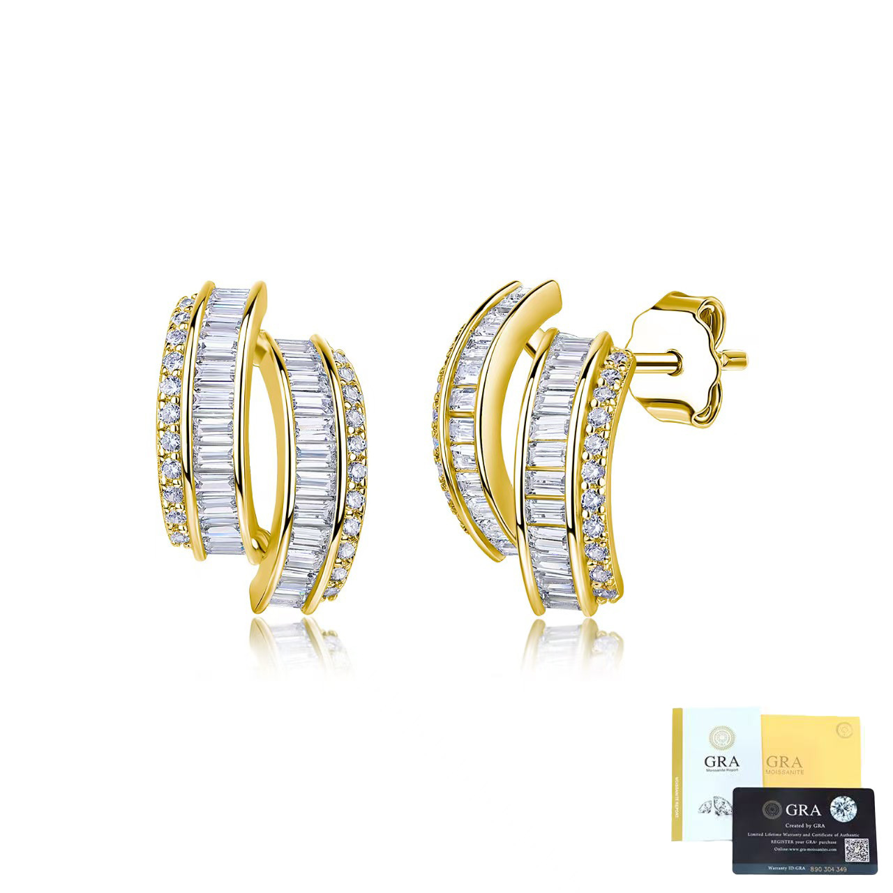 New Geometric Multi-layer Stepped Moissanite Earrings photo 3