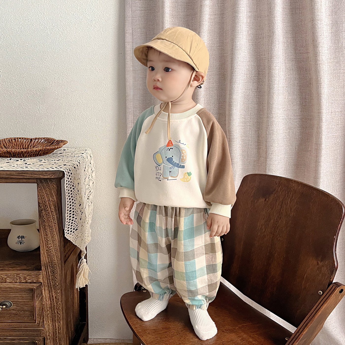 Plaid Top And Pants Set For Baby Boys photo 1