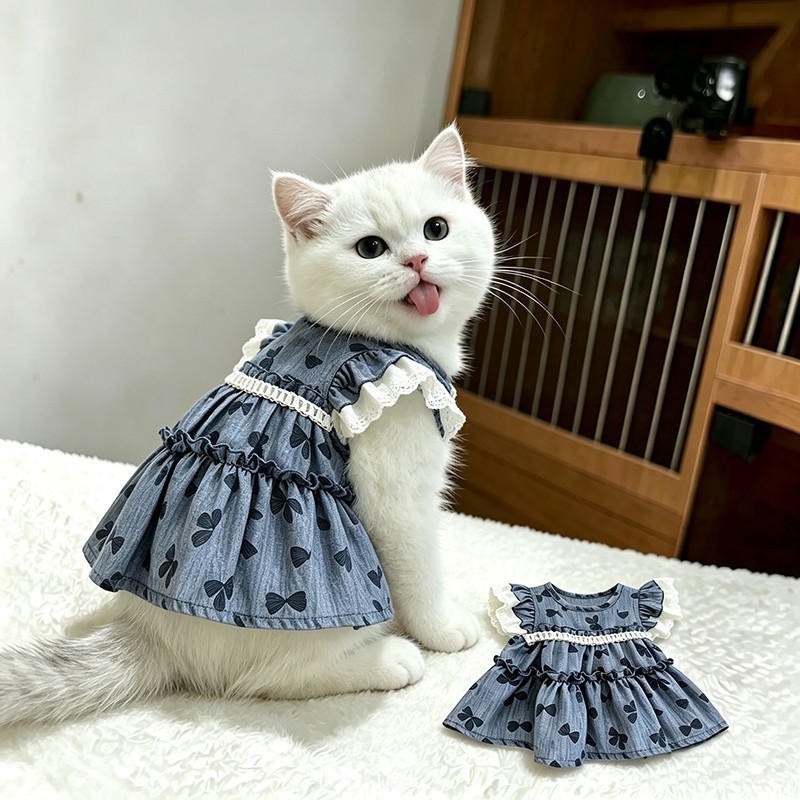 Cat Clothing Lace Trimmed Dress photo 3