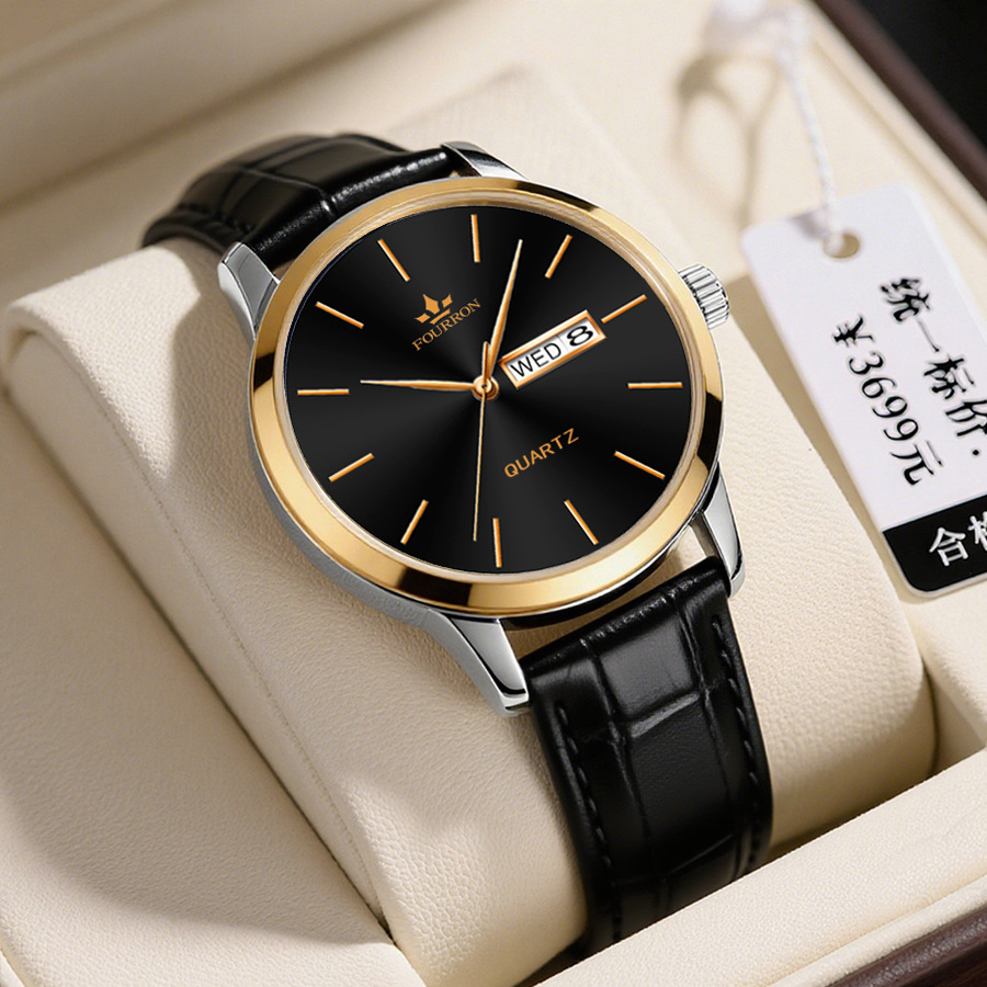 Men's Minimalist Watch With A Dual-calendar Leather Strap photo 2