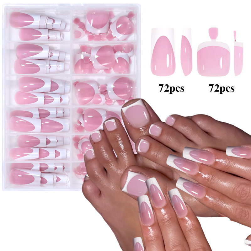 Cross-border Best-selling Nail Tips 144-piece Set Of Pre-designed Nail Art For Hands And Feet photo 7