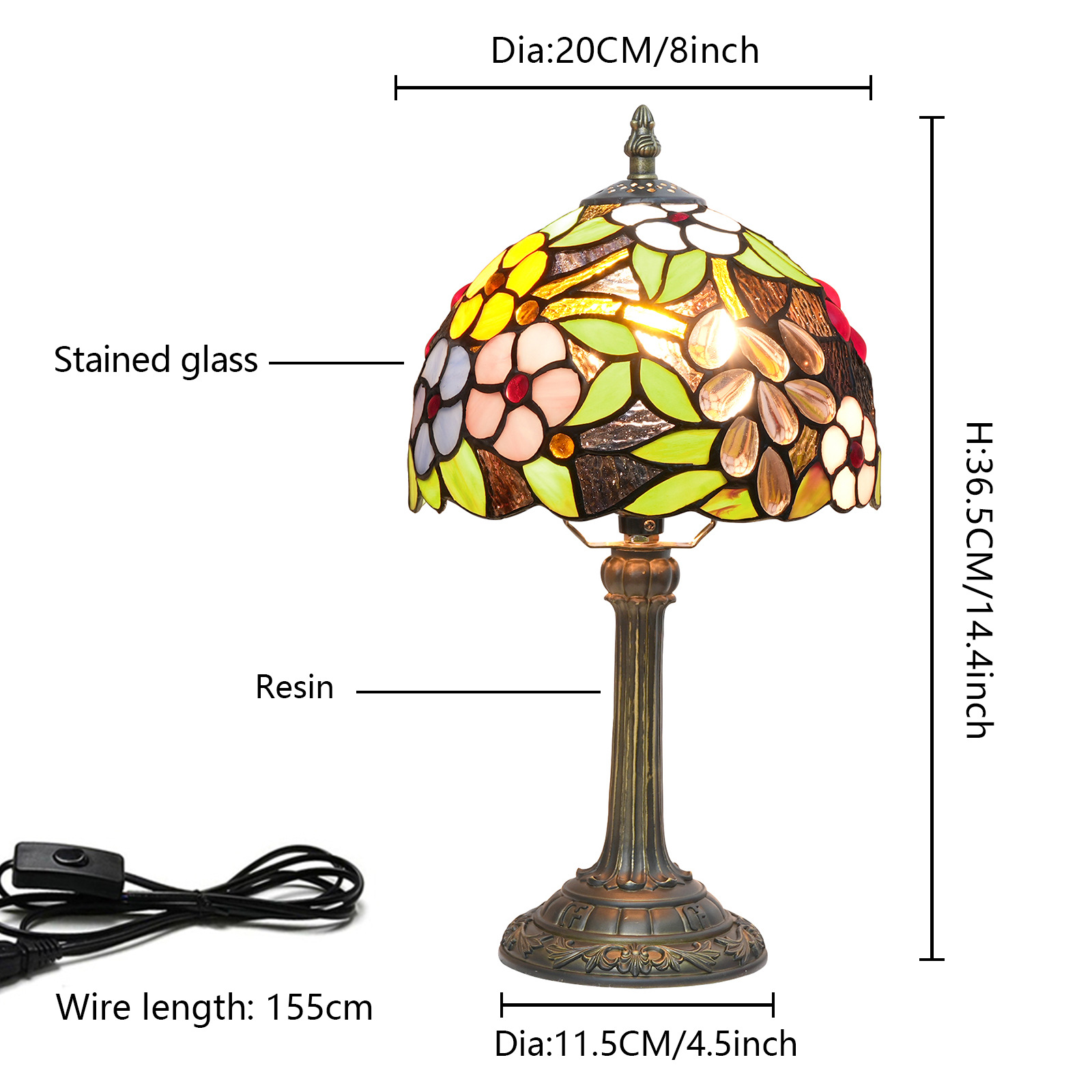 Stained Glass European-Style Bedroom Bedside Decorative Table Lamp photo 4