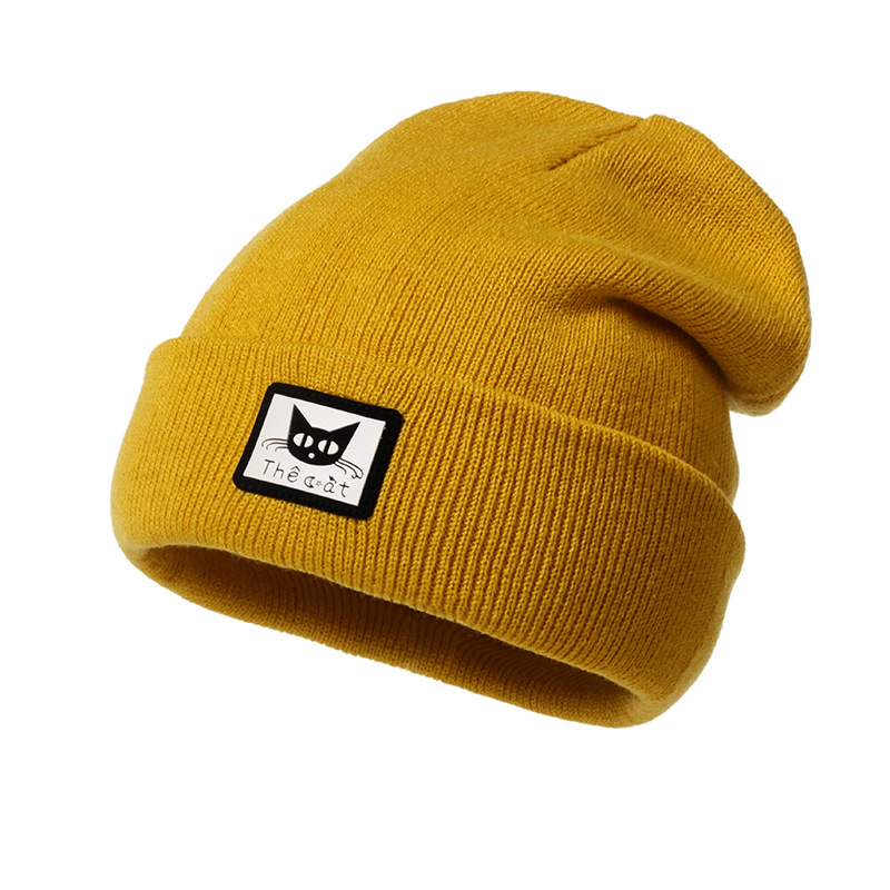 Black Cat Head Decal Skiing Warmth Autumn Winter Knitted Wool Hat photo 6
