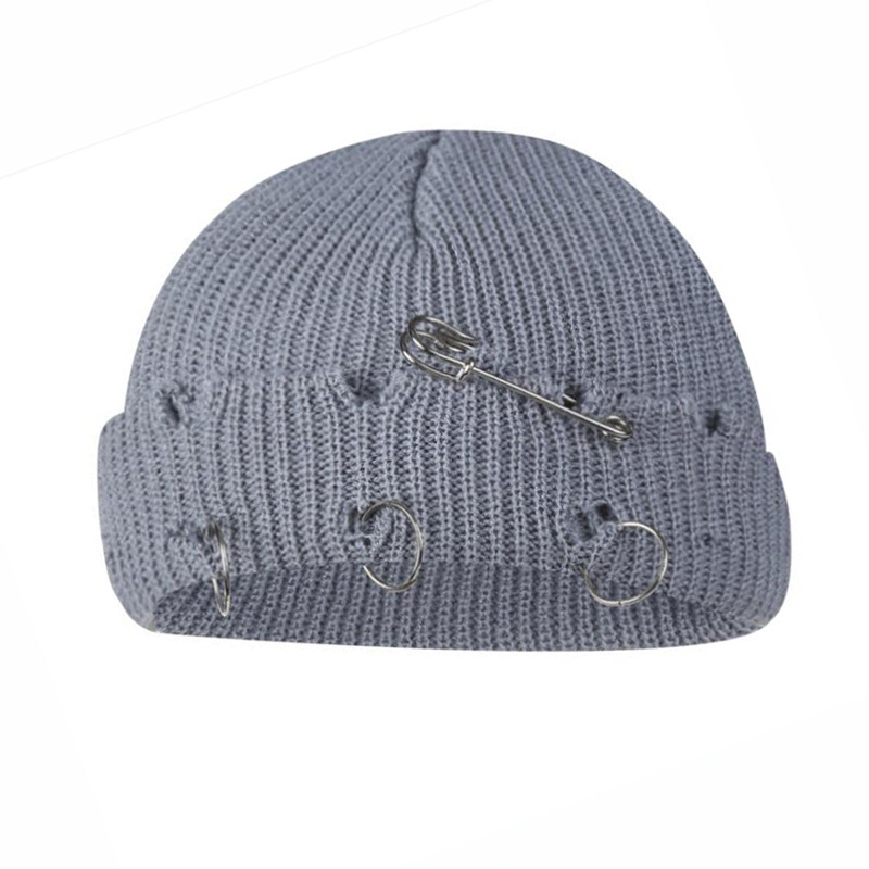 Iron Ring Pin Ripped Knit Beanie photo 8