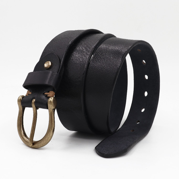 Thickened Full-grain Vintage Belt With Hand-stitched Detailing For Men photo 2