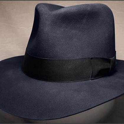 Wool Denim Hat With A Wide Brim And Bow photo 6