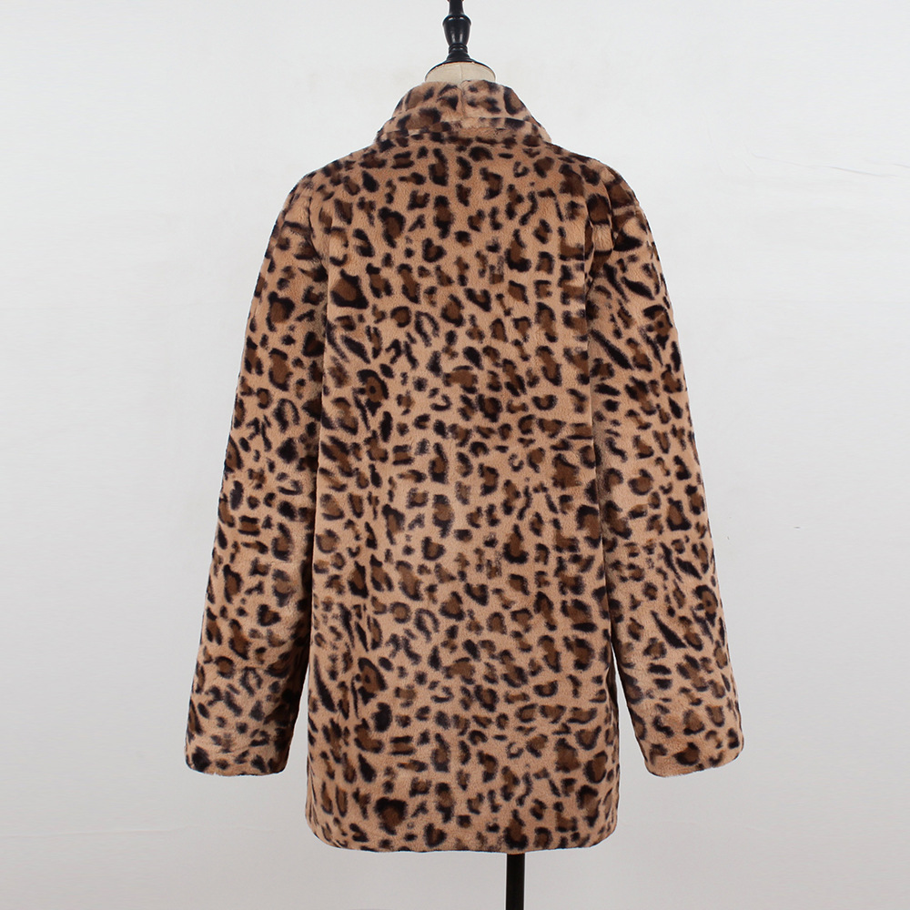 Leopard-Print Faux Fur Coat With A Blazer Collar photo 5