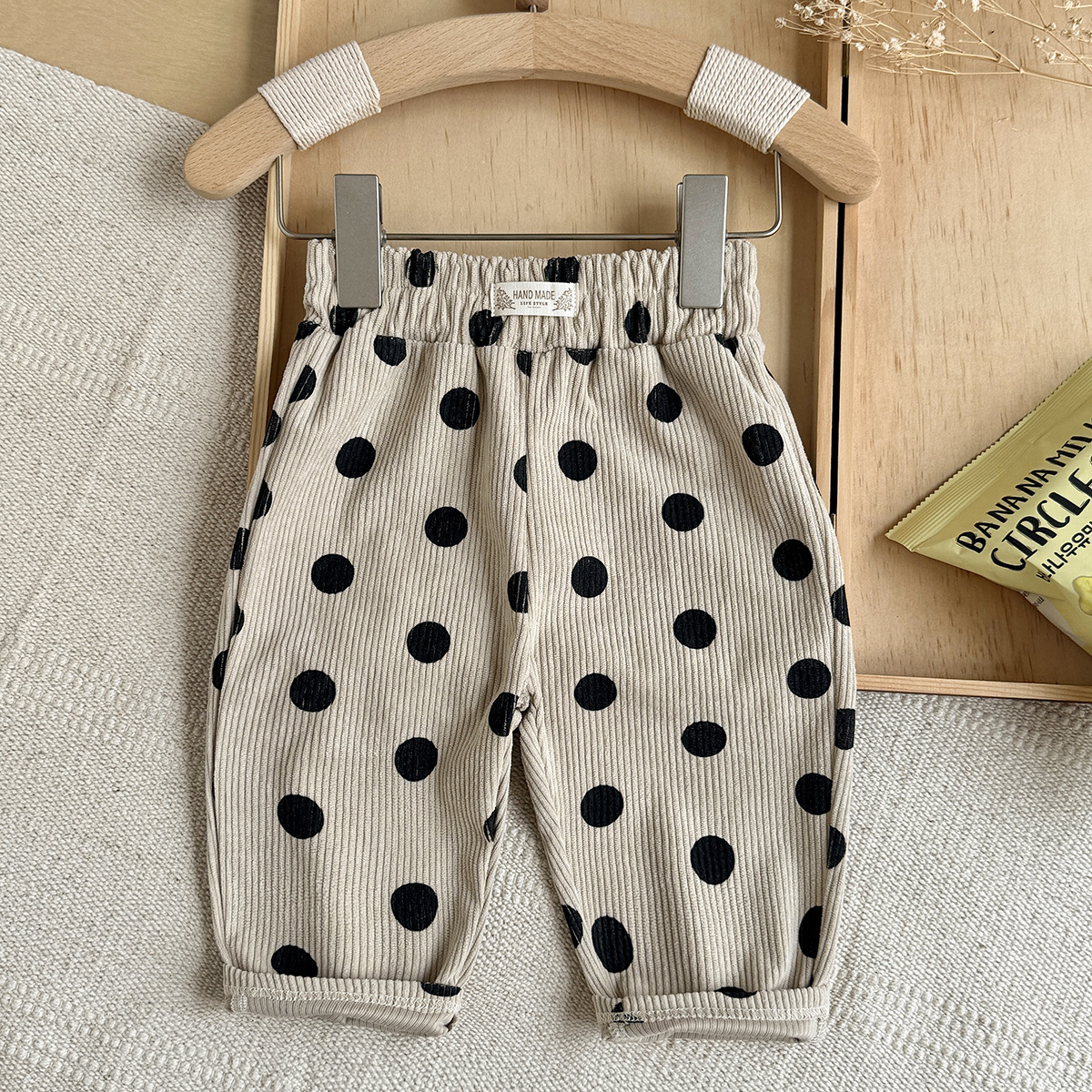 Girls Polka-dot Plaid Loose-fitting Carrot Pants photo 2