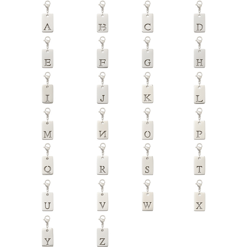 Titanium Steel Bracelet Necklace Square-Shape Accessories With 26 Letters Jewelry photo 4