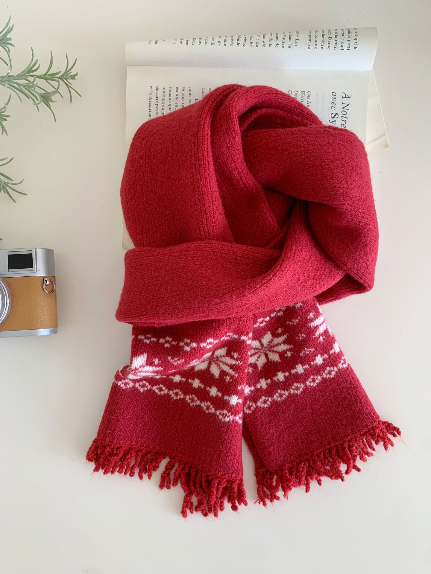 Fair Isle Wind-pattern Gray Knitted Scarf Couples Neck Warmer photo 3