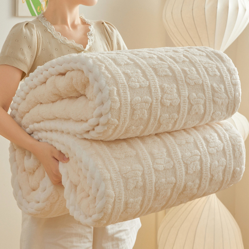 Soft, Skin-friendly Milk Velvet Single-layer Blanket With 3D Embossed Design photo 2
