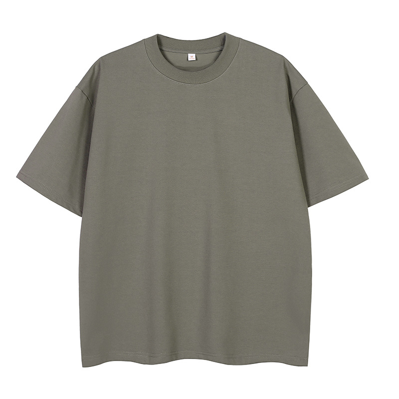Double Yarn Short Sleeve Sweat-absorbing Cotton T-shirt Top photo 3