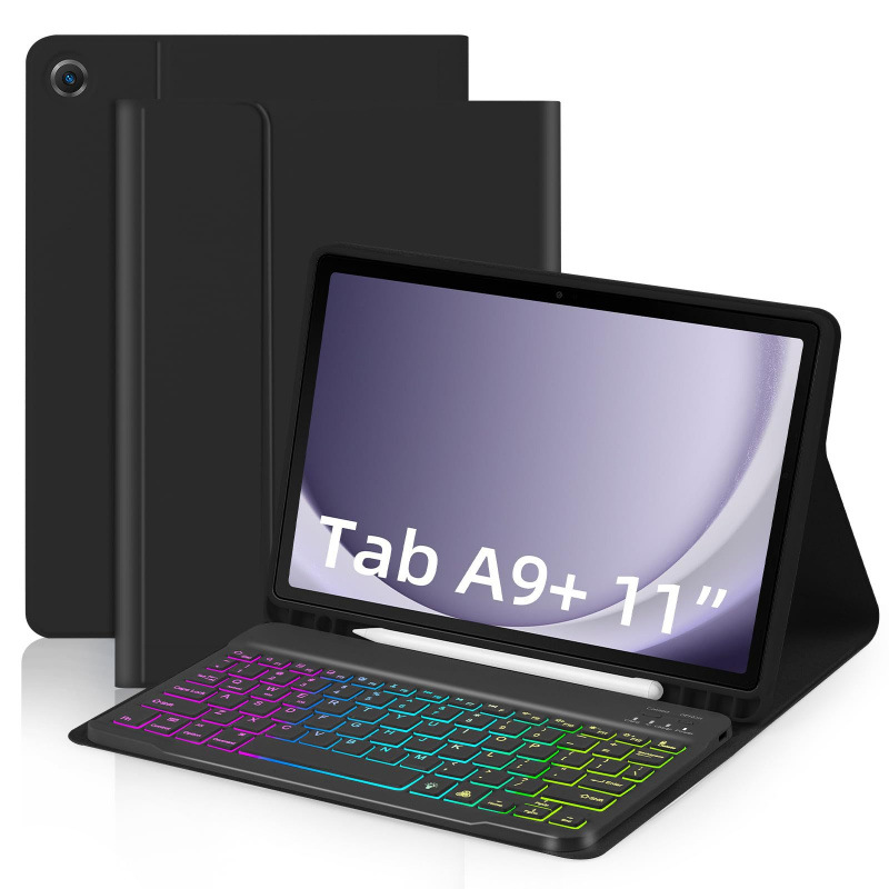 Magnetic Bluetooth Keyboard Case for Samsung Galaxy Tab A9 Plus - Detachable Backlit Tri-Color Protective Cover with Stand Function photo 8