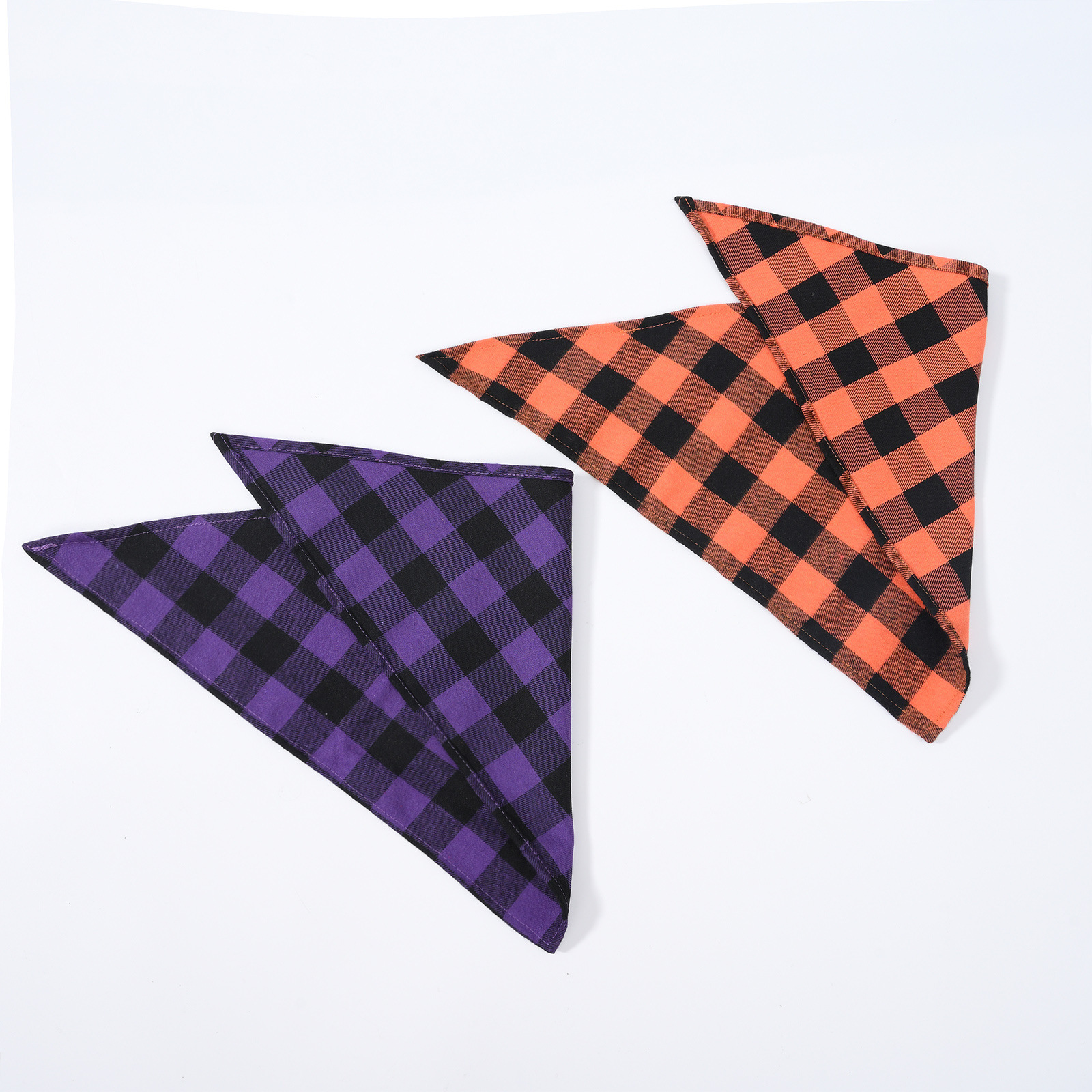 Single-layer Cotton Plaid Dog Bib, Available In Small And Large Sizes photo 1