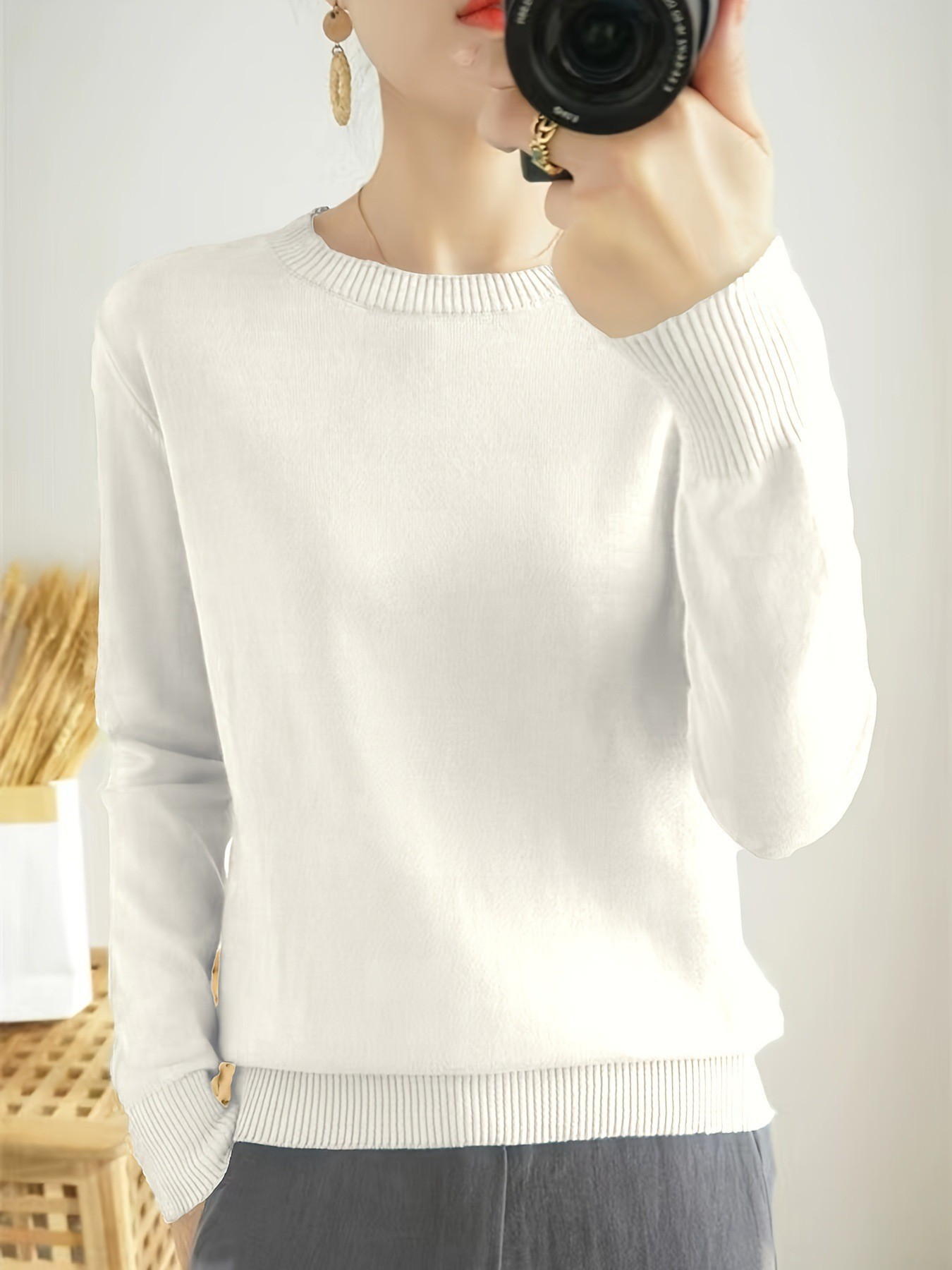 Women's Loose-fitting Versatile Long-sleeve Sweater photo 4