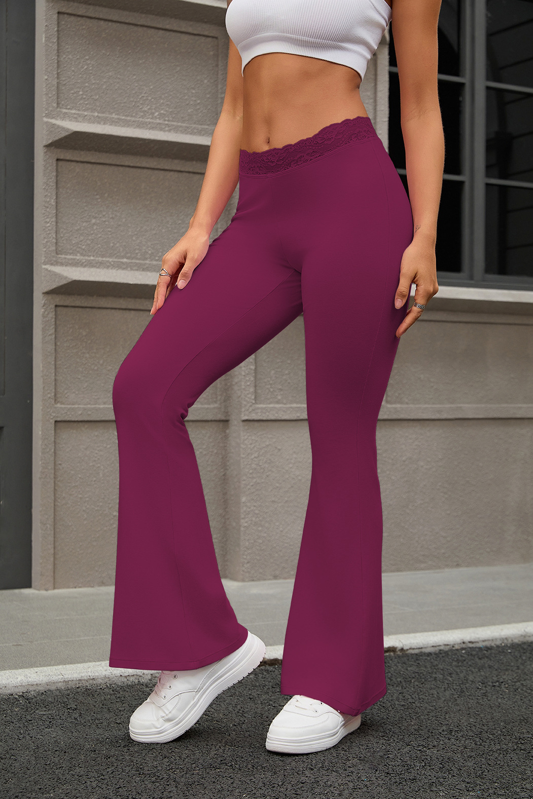 Women's Low-rise Lace Flared Pants Sportswear Yoga Leggings photo 7
