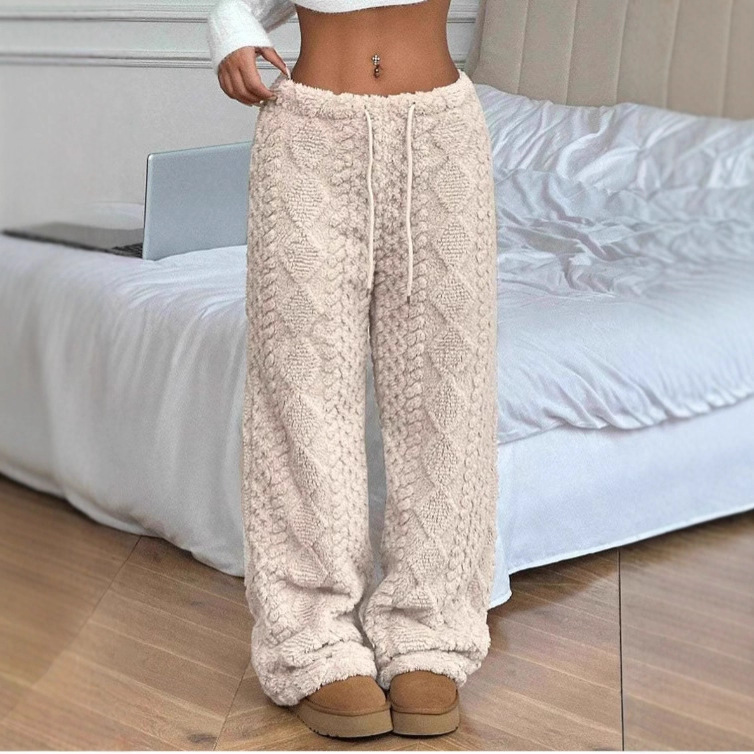 Women's Solid Color Front Tie Warm Casual Pants photo 1