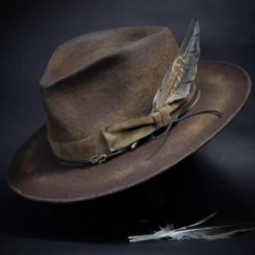 Wool Wide-brimmed Denim Distressed Vintage Jazz Top Hat photo 5