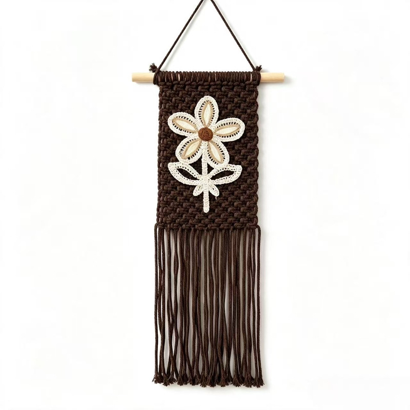 Bohemian-style Woven Floral Tapestry, Nordic Tassel Design photo 5