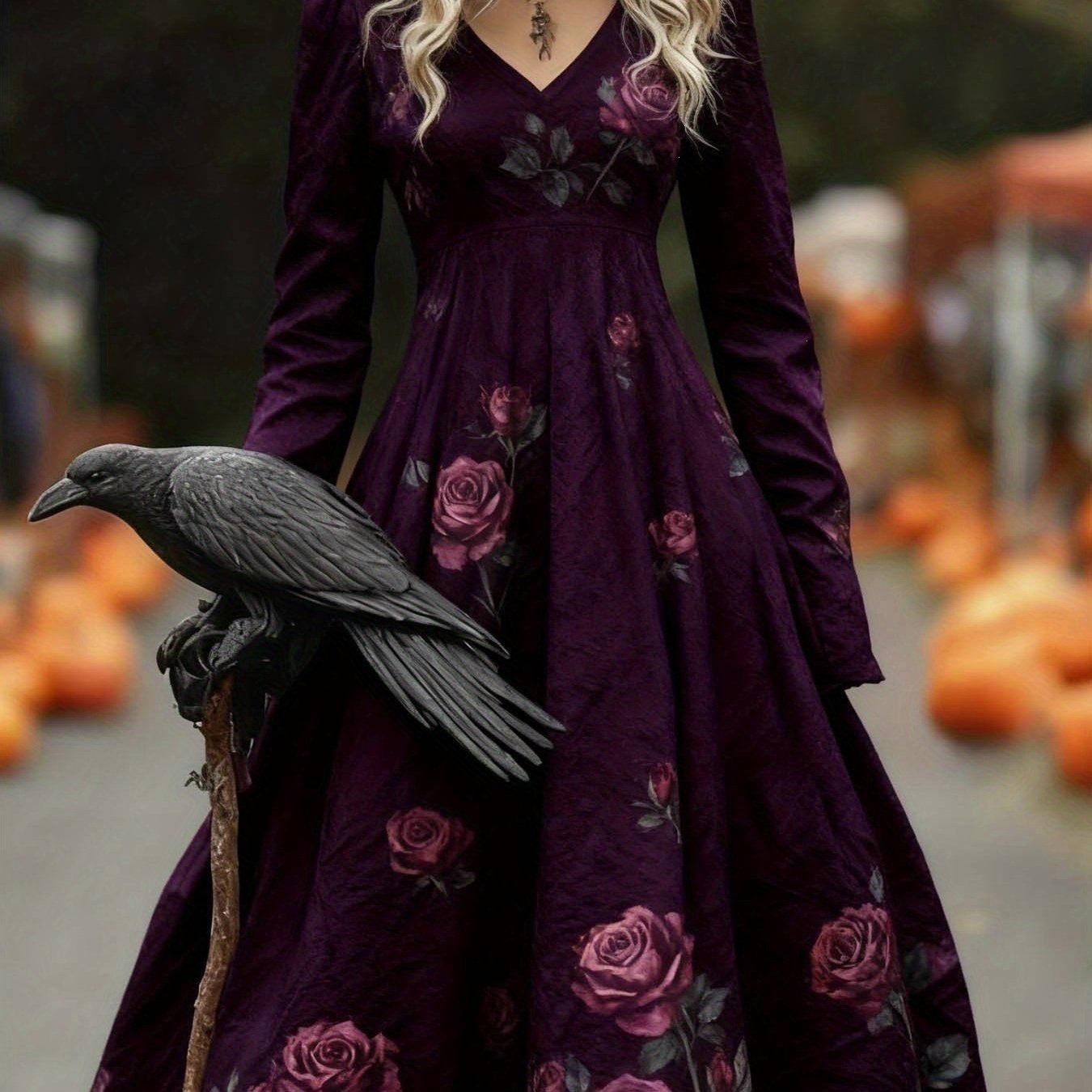 Autumn New Arrival Loose Fashionable V-Neck Printed Dress photo 8
