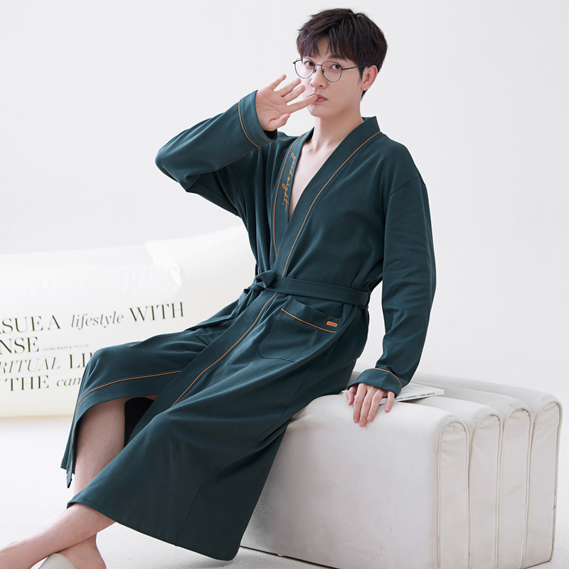 Long-sleeve Mens Home Wear Long And Thin Nightgown photo 2