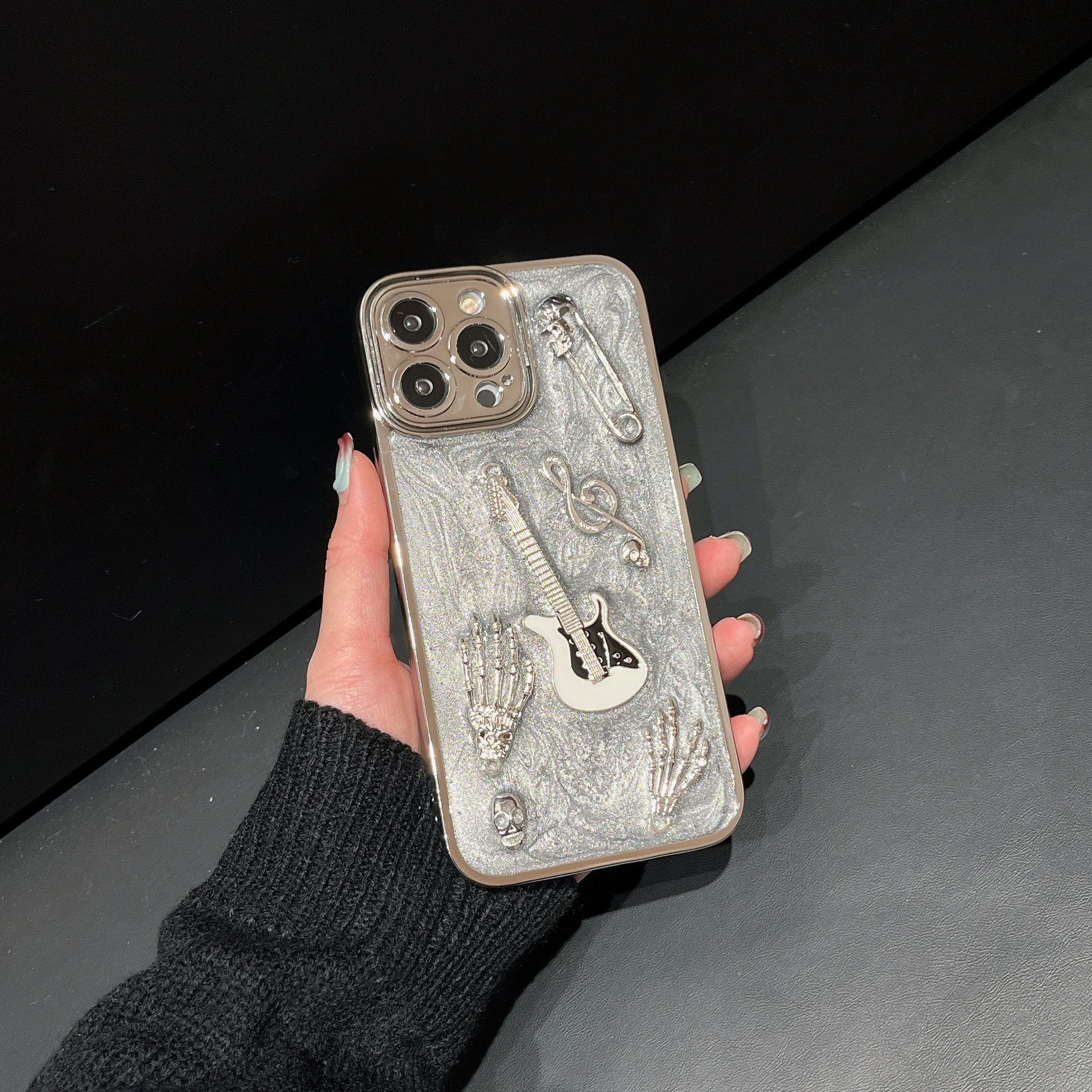 Cement Gray Metal Guitar Electroplating Protective Cover Phone Case photo 4