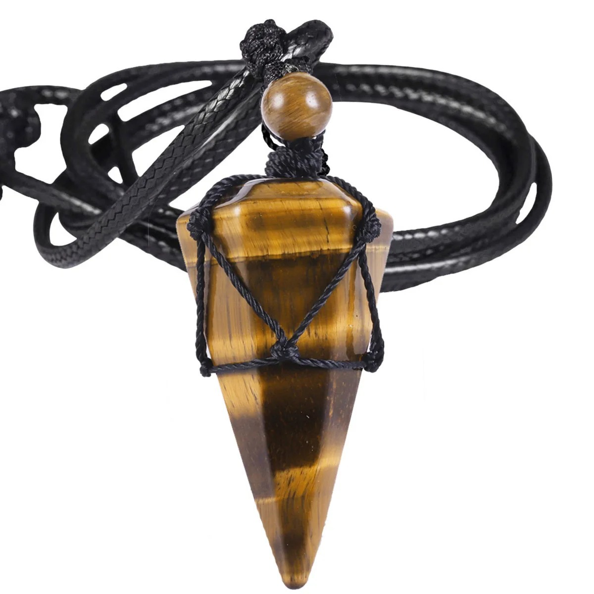 Natural Stone Three-Dimensional Hexagonal Pendulum Necklace photo 4