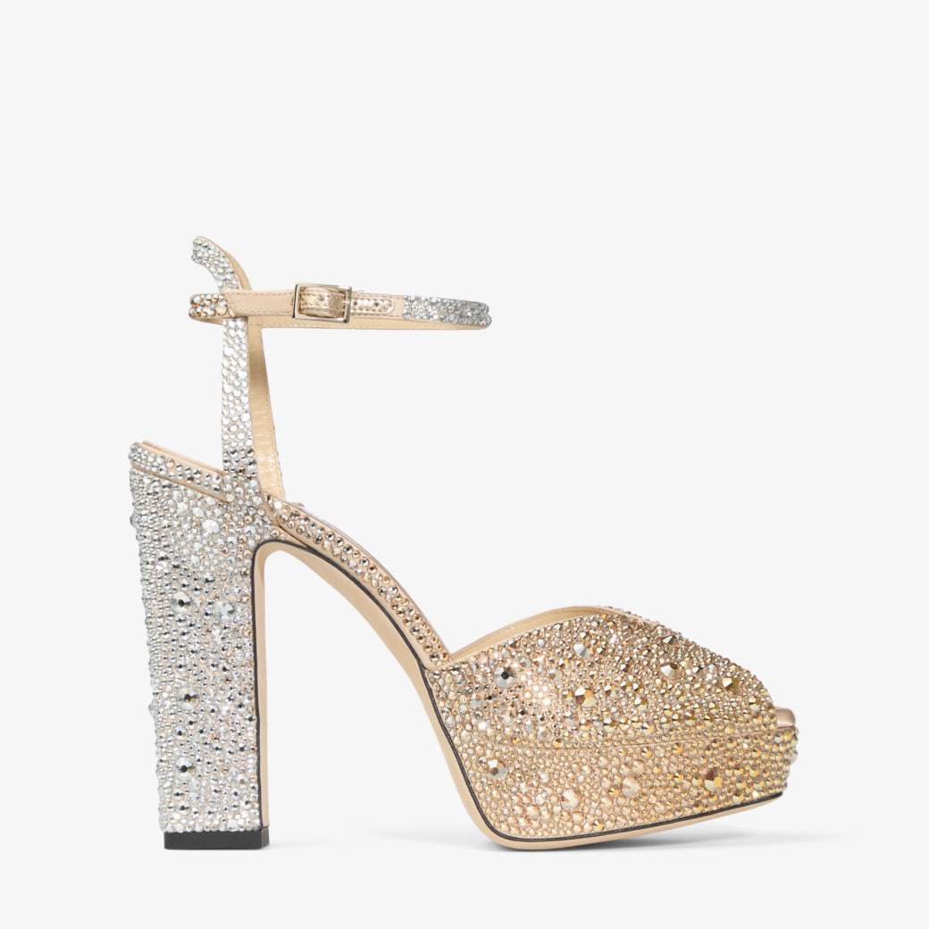 Rhinestone-decorated Fish-mouth High-heeled Sandals With A Thick Sole Featuring A Chunky Heel Design For Women photo 3
