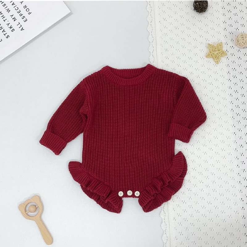 Children's Solid Color Class A Knitted Baby Onesie photo 5
