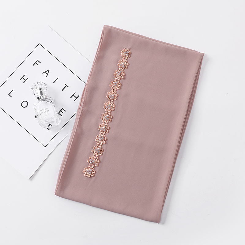 Pearl Chiffon Nail Pearl Decorative Headscarf photo 4