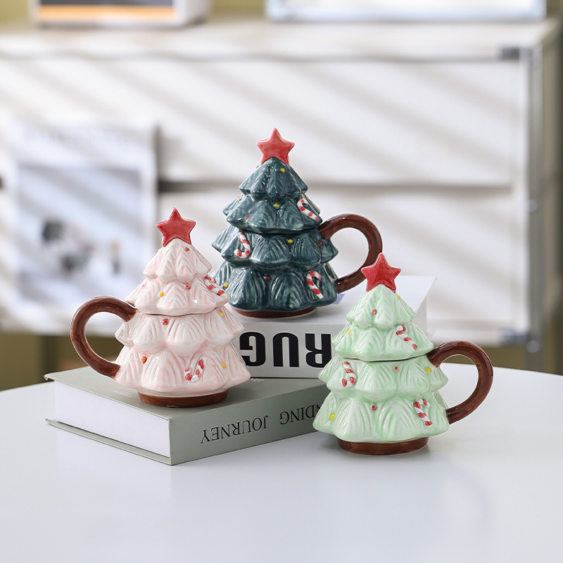 Ceramic Christmas Tree Shaped Mug - Festive Holiday Coffee Cup for Home Decor and Gift photo 5