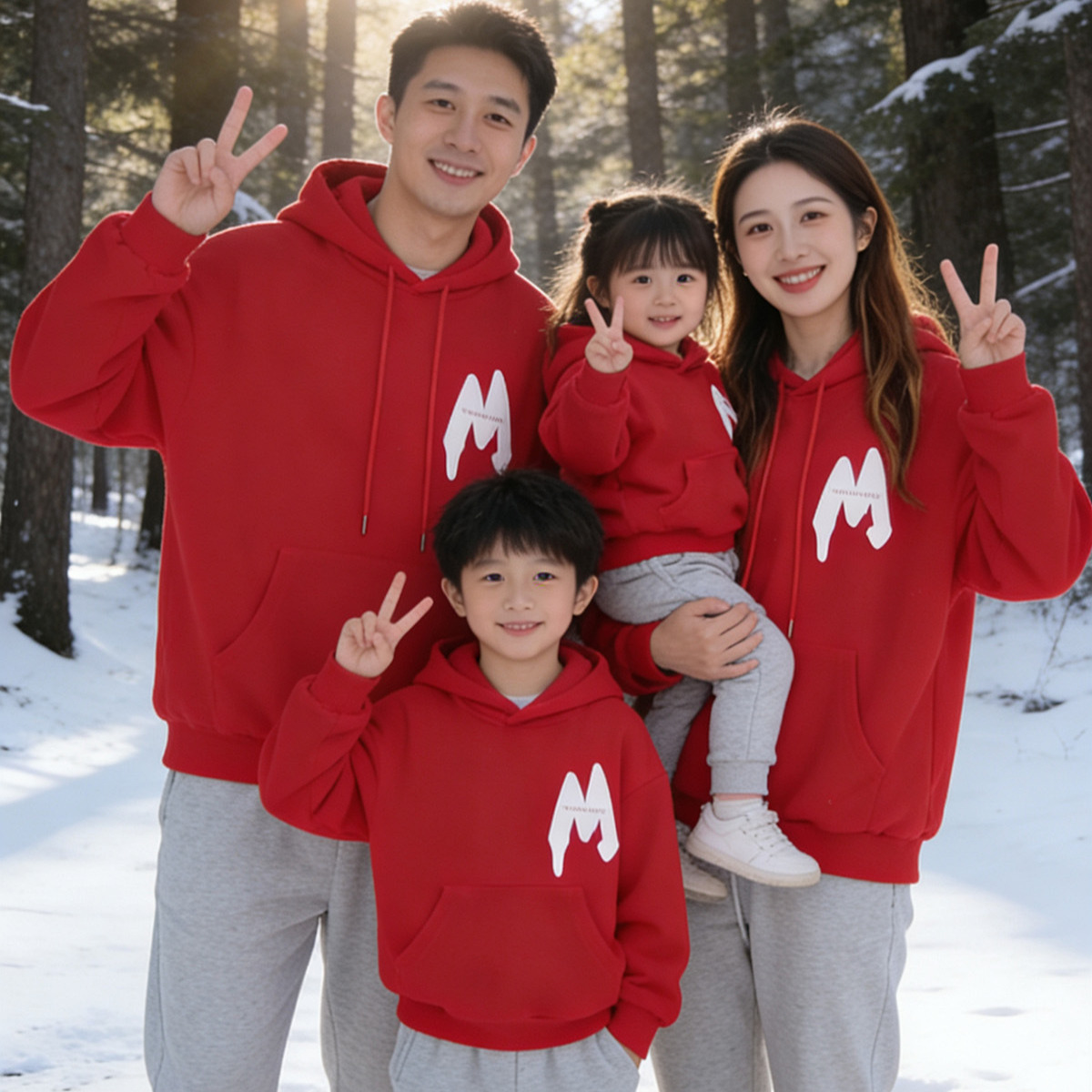 Korean-style Fleece-lined Thickened Sweater Street-Style Fashionable Hooded Set photo 1