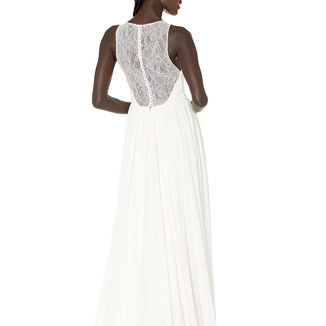 French-style Sleeveless Lace V-neck Light Wedding Dress With A Flowing Long Skirt photo 2