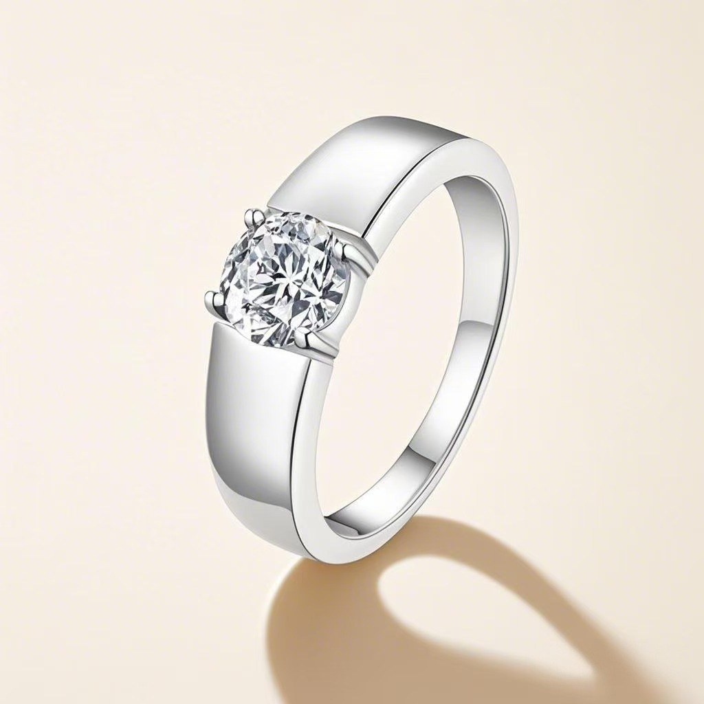 Sterling Silver Moissanite Ring Temperament Adjustable Opening photo 2