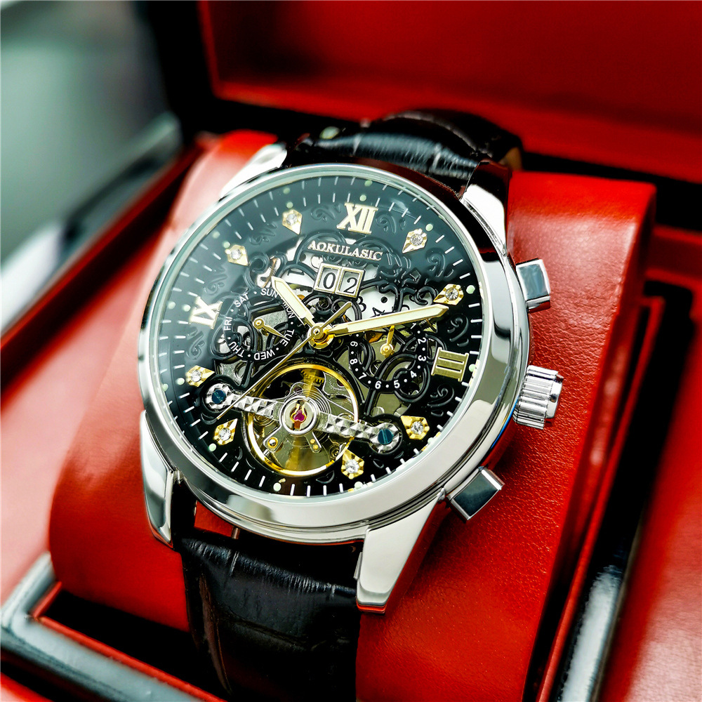 New Mens Large-rotor Skeleton Automatic Mechanical Watch photo 5