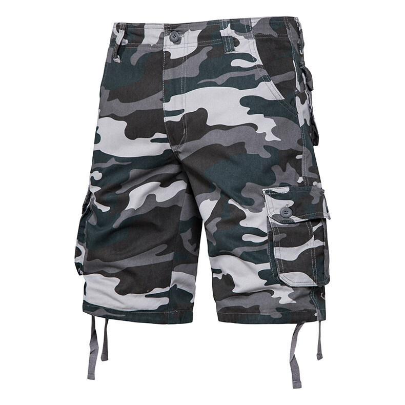 Summer Thin Washed Workwear Casual Loose-fit Camouflage Five-point Pants photo 2
