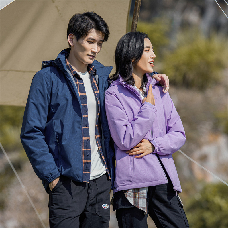 Couple Single-layer Jacket Windproof Sports Fleece-lined Padded Overalls photo 1