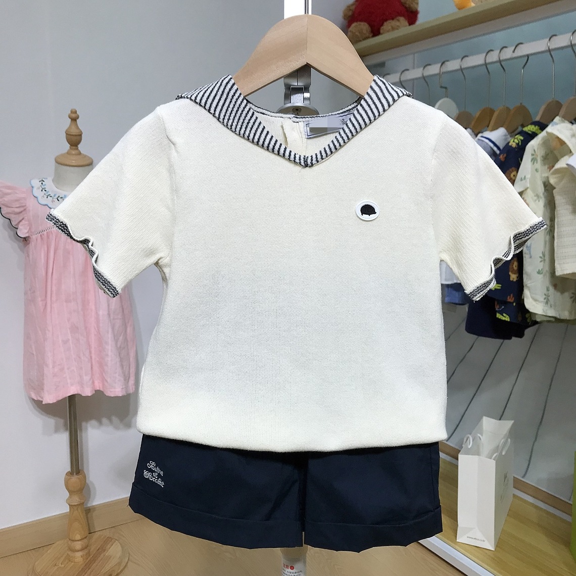 Summer New Arrival Knitted Short-sleeve Tops And Shorts For Baby Boys And Girls photo 1