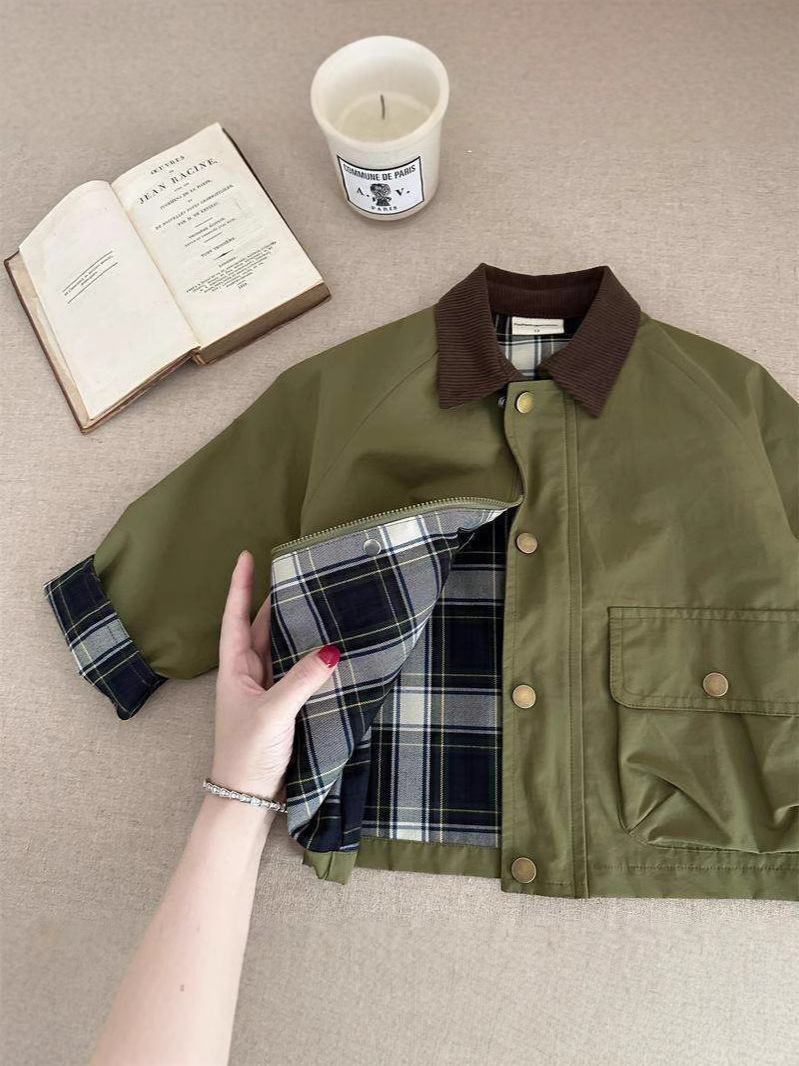 Spring Boys' And Girls' Korean-Style Trendy Plaid Patchwork Jacket photo 2