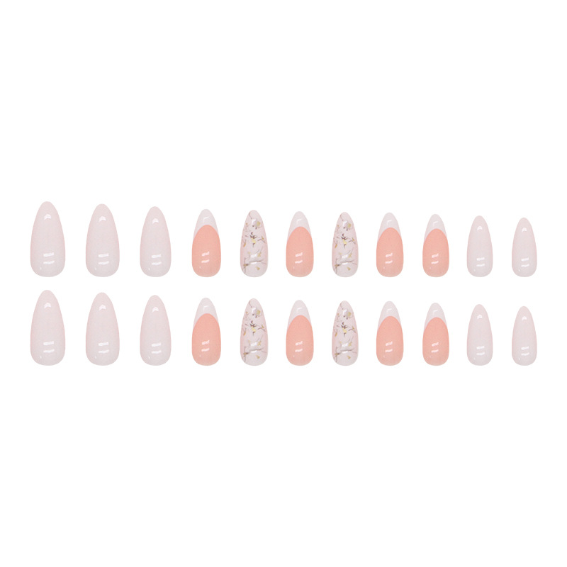 Almond-shaped White French Manicure With Messy Line Art On The Tips photo 4