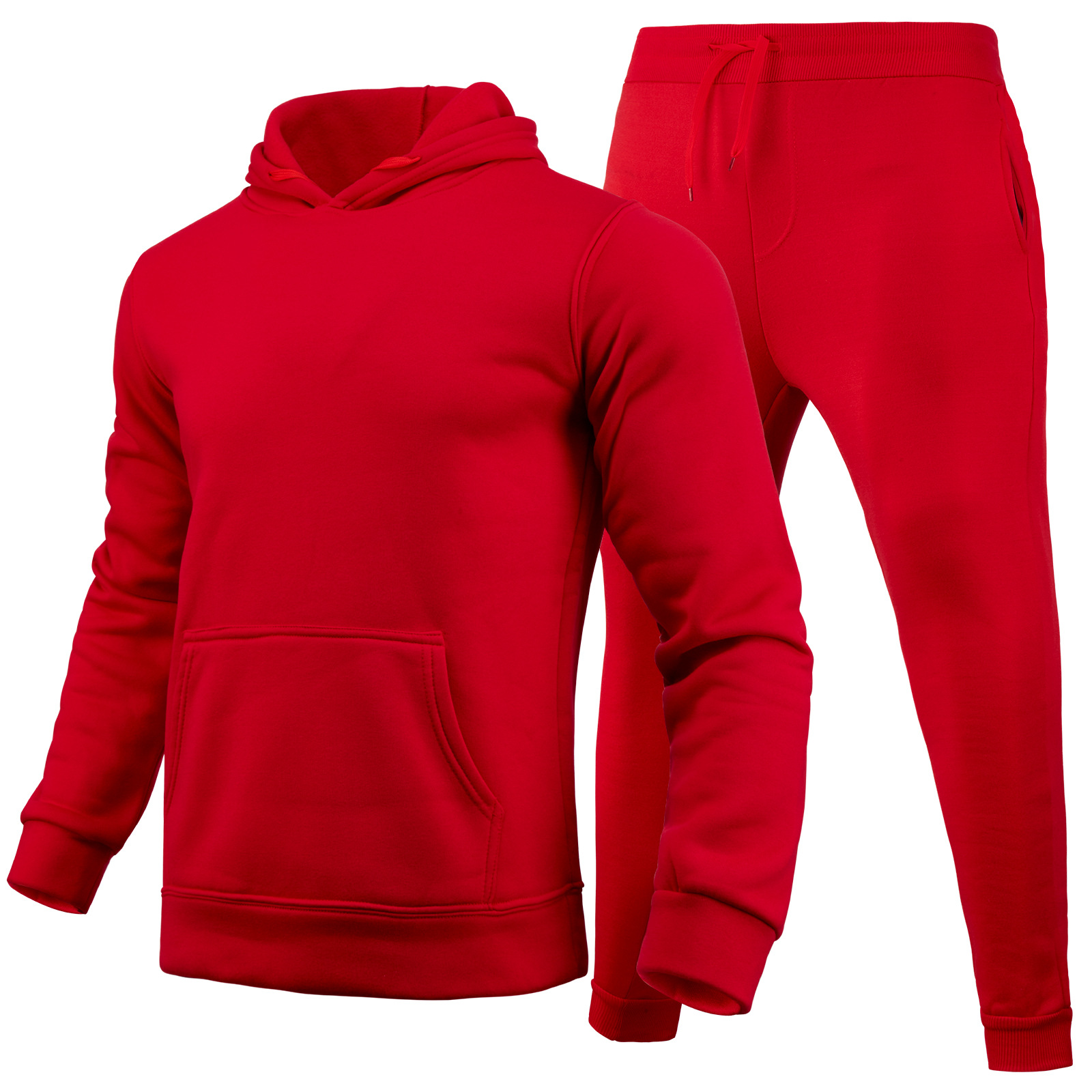 Slim-fit Solid Color Hoodie Set Urban Casual photo 6