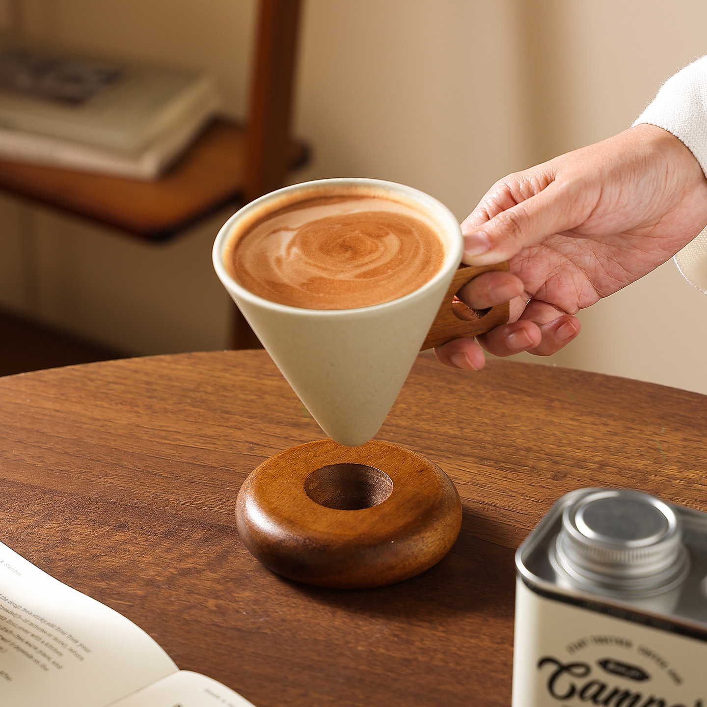 Retro Ceramic Latte, Iced Americano, And Funnel-shaped Water Cup photo 2