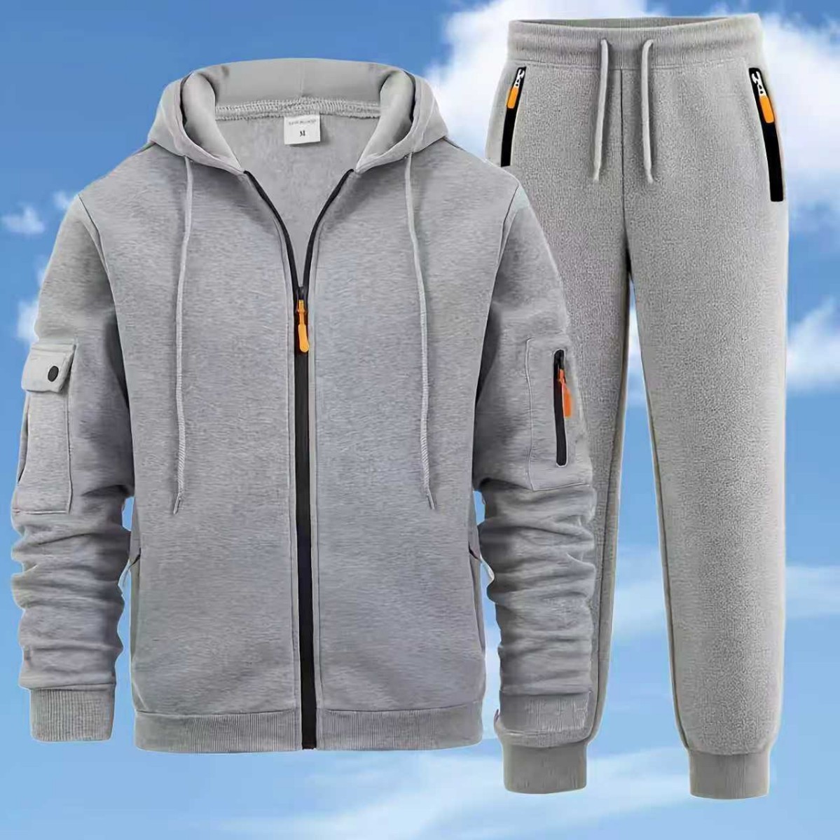 Men's Zip-up Hoodie Sweatshirt Jacket And Sweatpants Sportswear Set photo 5